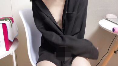 A small tits girl wearing her boyfriend's shirt gets really turned on by his scent while masturbating