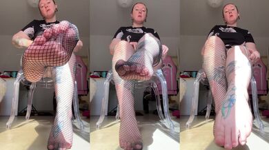 Fishnet stretched tight over my legs, toes wiggling just for you.