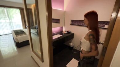 The charming hotel receptionist showed off her beautiful tits and let me fuck her juicy pussy.