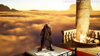 Lizardman fucks white hair girl - Above the Clouds Fire and Silence | 3D monster porn