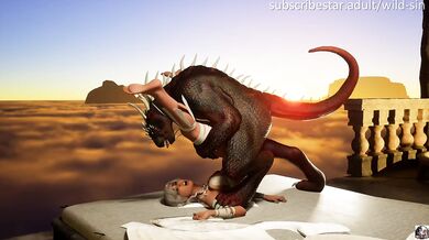 Lizardman fucks white hair girl - Above the Clouds Fire and Silence | 3D monster porn