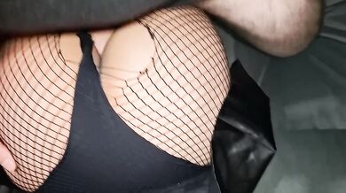 I lift up my friend's miniskirt, rip her tights, and give her a hot doggy-style creampie.