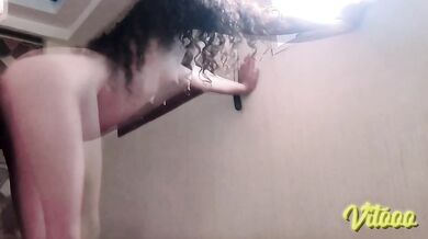 The girl finishes her bath and her girlfriend fucks her hard until he cums in her ass