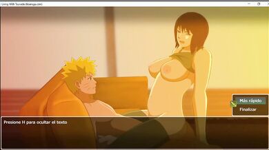 Shizune has sex with Naruto at Tsunade's house.