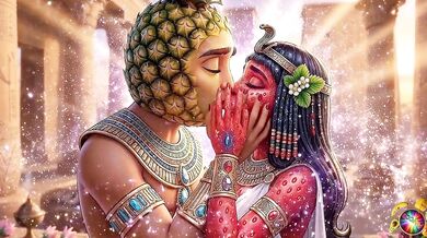 Egyptian Cosplay Sex Abacaxi lifts Moranguete’s dress to eat her pussy and ass Abacaxi pulls his cock out to fuck Moranguete’s tight ass porno sex