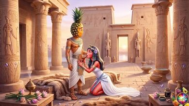 Egyptian Cosplay Sex Abacaxi lifts Moranguete’s dress to eat her pussy and ass Abacaxi pulls his cock out to fuck Moranguete’s tight ass porno sex