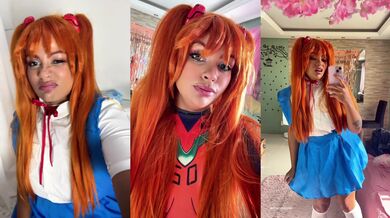 Asuka Cosplay Fart & Burp Compilation Plugsuit and School Uniform Chubby Ebony