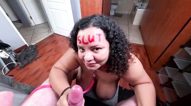 On a leash sucking cock, barking while being degraded