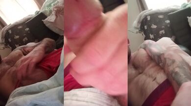 Massive rock hard throbbing cock cums all over camera