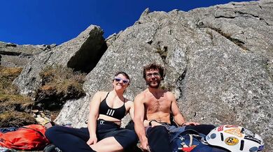 CAUGHT BY A DRONE, doing a risky blowjob whilst climbing a mountain. Vlog.