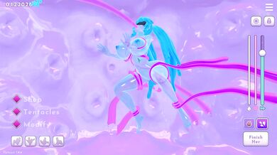 Testing toys on girls filled with sperm. 3d animation
