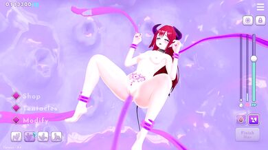 Testing toys on girls filled with sperm. 3d animation