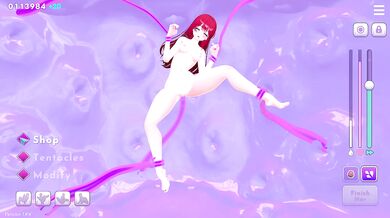 Testing toys on girls filled with sperm. 3d animation