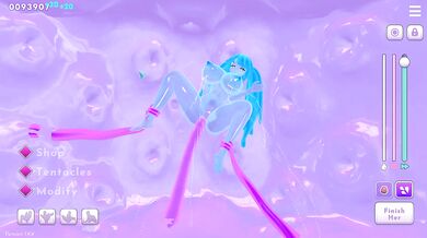 Through the monster girl you can see double penetration in her anus and pussy