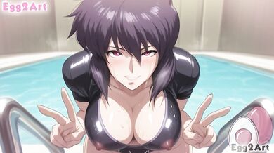 Ghost in the Shell hentai - Motoko Kusanagi big tits swimsuit blow job hentai By Egg2Art
