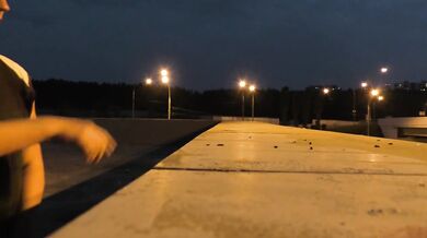 PUBLIC EXTREME! A crazy girl is jerking off in front of a train and pissing on the tracks