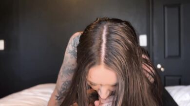 Blowjob spitting cum on cock