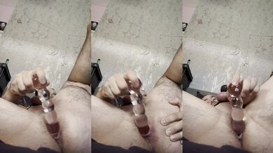 Dildo pay while Wearing Chastity cage
