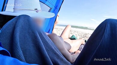 I spent the day showing off my naked body at the beach. Strangers nearby are enjoying the view !