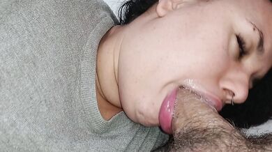 That blowjob is amazing, he's holding back so he doesn't cum, it's so good