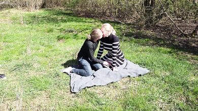 Fucking in a forest clearing during spring. She had multiple orgasms! Hot blonde MILF.