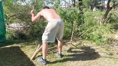Oh my God!! My stepmother seduces the gardener but her husband almost catches her!