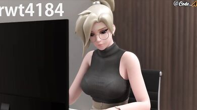 Mercy gets fucked and receives a creamy creampie [Spanish subtitle]