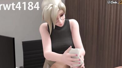 Mercy gets fucked and receives a creamy creampie [Spanish subtitle]