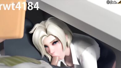 Mercy gets fucked and receives a creamy creampie [Spanish subtitle]