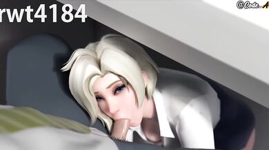 Mercy gets fucked and receives a creamy creampie [Spanish subtitle]