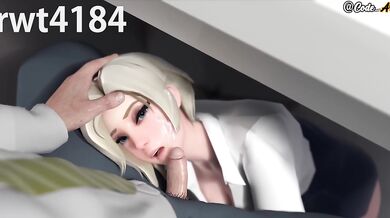 Mercy gets fucked and receives a creamy creampie [Spanish subtitle]
