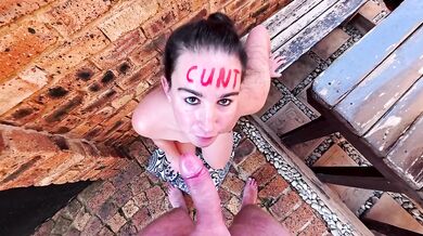 CHUBBY SLUT with SMALL TITS gets a CREAMPIE outdoors with BODY WRITING