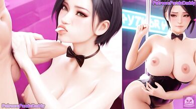 Resident Evil 9 bunny suit hentai - big tits Ada Wong Bunny Suit Blow Job for her boss hentai by PandaDaddy