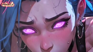 Jinx and Ahri on a street - Generated by AI