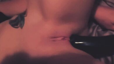 Horny 18yo Plays with Big Dildo for her Step Daddy