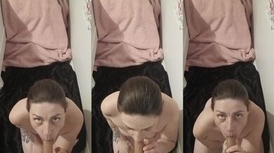 Milf sucks dildo thinking about you