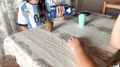 Drinking mate with my neighbor... everything gets very hot under the table