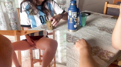 Drinking mate with my neighbor... everything gets very hot under the table