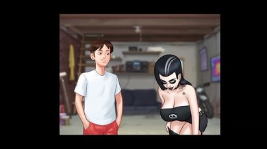 Big Boobed Goth girl got hard fucked from behind on the bike.