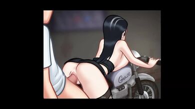 Big Boobed Goth girl got hard fucked from behind on the bike.
