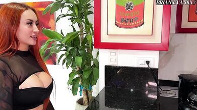 Busty redhead Andrea Castro visits her boss for coffee and fuck with his - BE