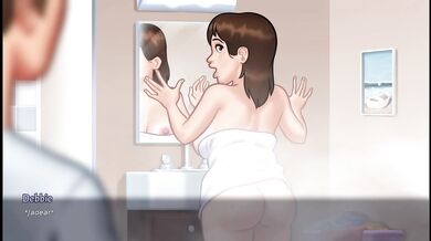 Bathroom sex with hot stepmom - summertime saga