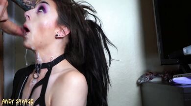 POV amateur 18 Year old GOTH gets FACEFUCKED