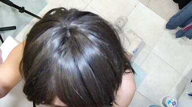 A hotwife washes and sucks cocks in the bathroom. Double blowjob. Ep 30851