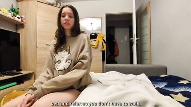 My stepbro got sick so i cured him with my wet pussy and godly mouth - Polish Dialogues