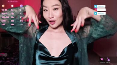 Asian Goddess in Green Robe and Dress Teases. Petite. All Natural with Small Tits ft. Alicia Hebi