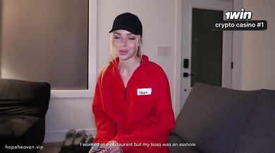 Broke pizza delivery girl gets fucked and used by pervert customer for money - Hope Heaven