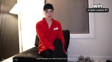 Broke pizza delivery girl gets fucked and used by pervert customer for money - Hope Heaven