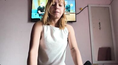 AbyMew's skinny blonde begs rough blowjob deepthroat