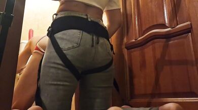 Anastasia Mistress pegging a slave Sasha Earth in the toilet submission amateur